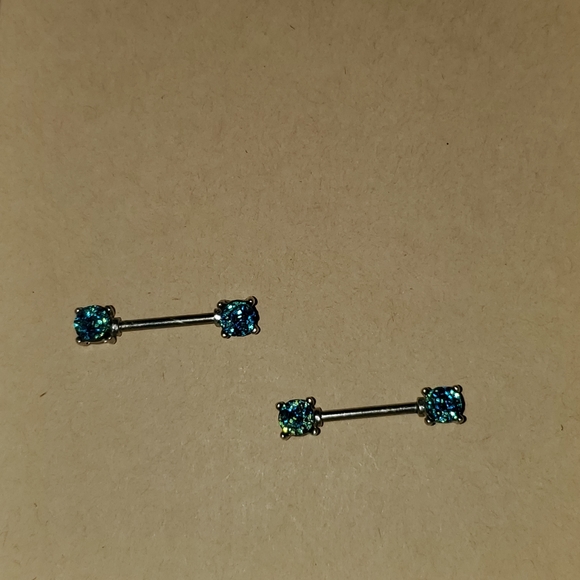 Blue Druzy Nipple Barbell Set - Picture 4 of 4